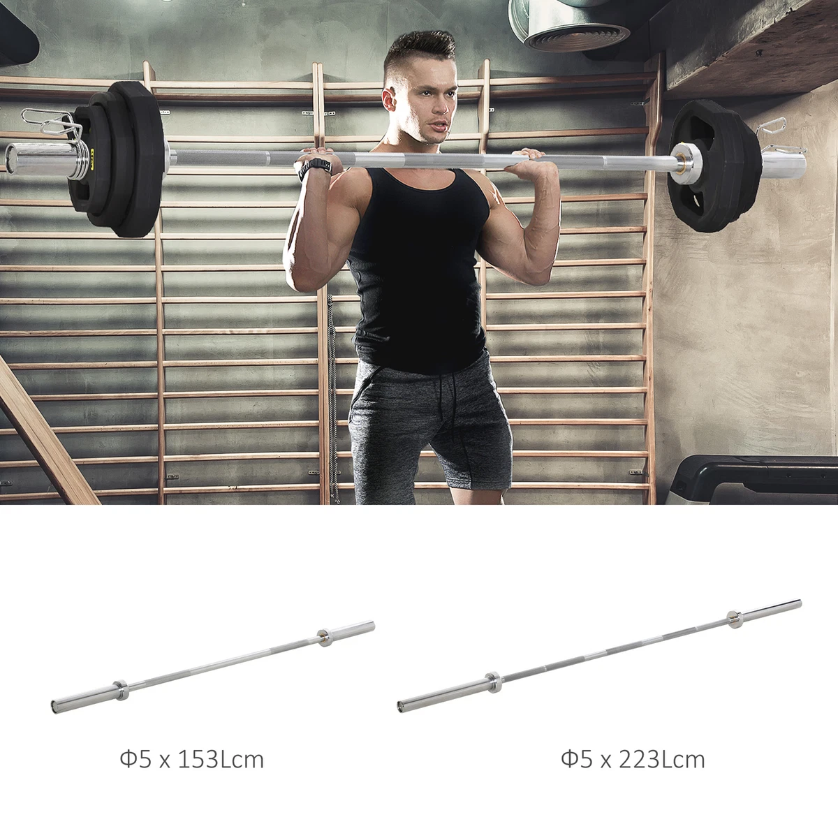 Steel Weight Lifting Barbell Bar for Home Office Gym Fitness 5ft