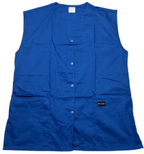 Scrub Jacket Unisex M Royal Blue 3 Pockets Button Front Sleeveless Vest NWOT