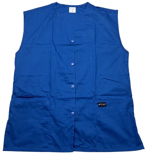 Scrub Jacket Unisex (M) Royal Blue 3 Pockets Button Front Sleeveless Vest NWOT - product listing photo