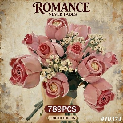 Botanische rosa Rosen Blumenstrauß Blume Bausteine Ziegel Geschenk Muttertag