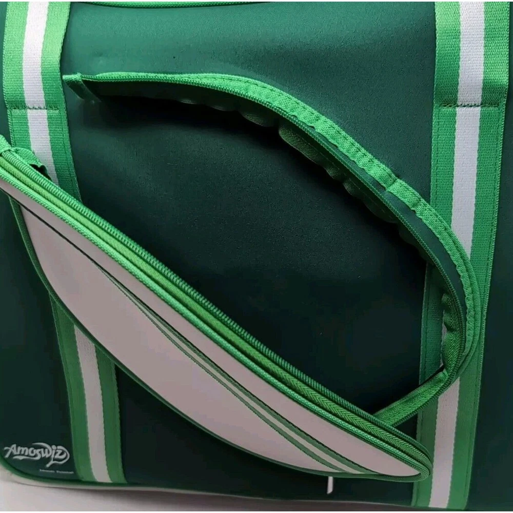 Pickleball Bag Neoprene Crossbody Double Handle Green White XL Tote Pickleball Bag Neoprene Crossbody Double Handle Green White XL Tote