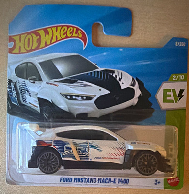 Hot Wheels Ford Mustang Mach-E 1400 Green Speed EV 1:64 Diecast White/Blue/Black