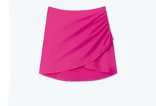Summersault Women's The Ruched Swim Skirt L Pink