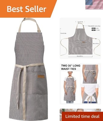 Elegant Adjustable Cooking Apron for Men & Women - Striped Soft Chef Delight