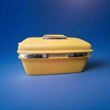 Vintage JC Penney Aspen Train Makeup Case Luggage Burgundy Samsonite W Mirror