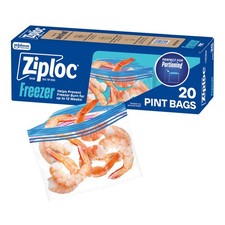 Ziploc Pint Food Storage Freezer Bags, Easy Open and Close, 20 Count