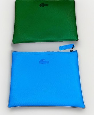 Lacoste Zip Pouch Travel Toiletry Cosmetic Bag Croc Logo Bundle Of 2￼