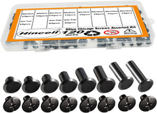 120Sets Chicago Screws Kit, 8 Sizes Screw Rivets Gunmetal Black Chicago Binding