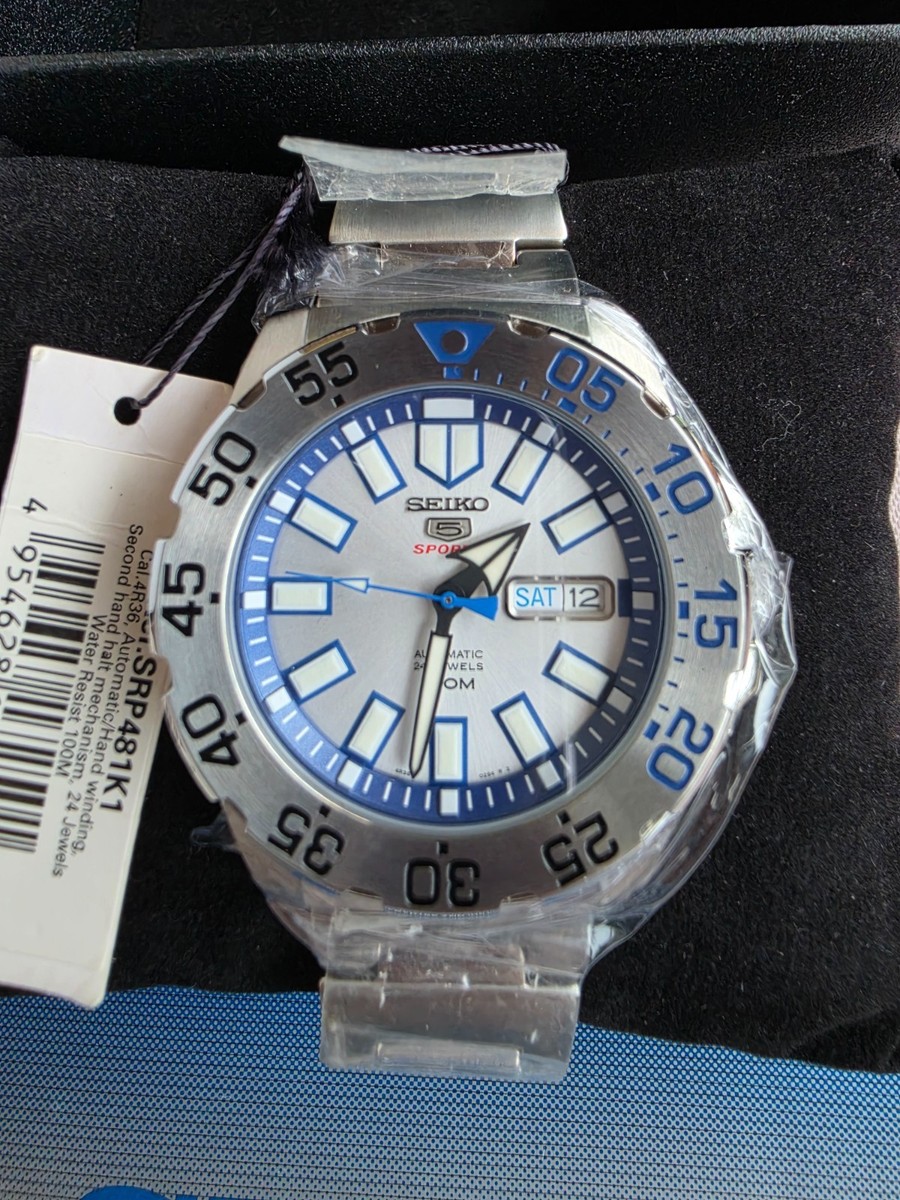 SEIKO 5 Sports SRP481K1 Automatic Watch Ice Blue Baby Monster