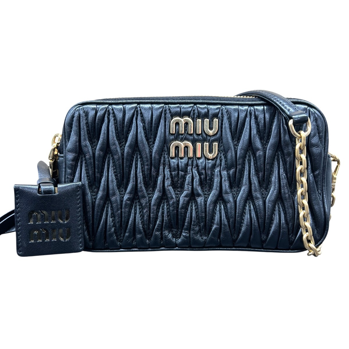 Miu Miu 5BP045 Materasse Shoulder Bag black leather Women Second Hand A-rank