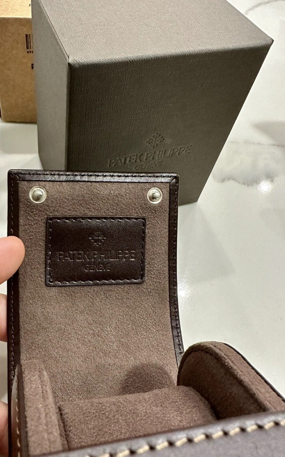 Patek Philippe Travel Watch Case – Dark Brown Leather Compact