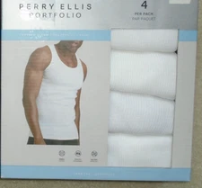 NEW MEN'S "PERRY ELLIS PORTFOLIO 4 PACK COTTON BLEND TANK TOP T SHIRTS TANKS"