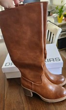 Dream Paris Brown Knee High Riding Boots Zip ...