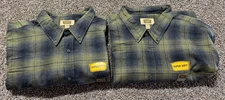 The Foundry Mens Button Down Shirt 3XLT TALL Lot Of 2 Green Plaid Soft Fleece 