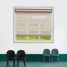 Cordless Zebra Roller Shades, Dual Layer Sheer Blinds Window Treatment