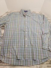 Alan Flusser Multicolor Plaid Long Sleeve Button Down Shirt Men's Size Large