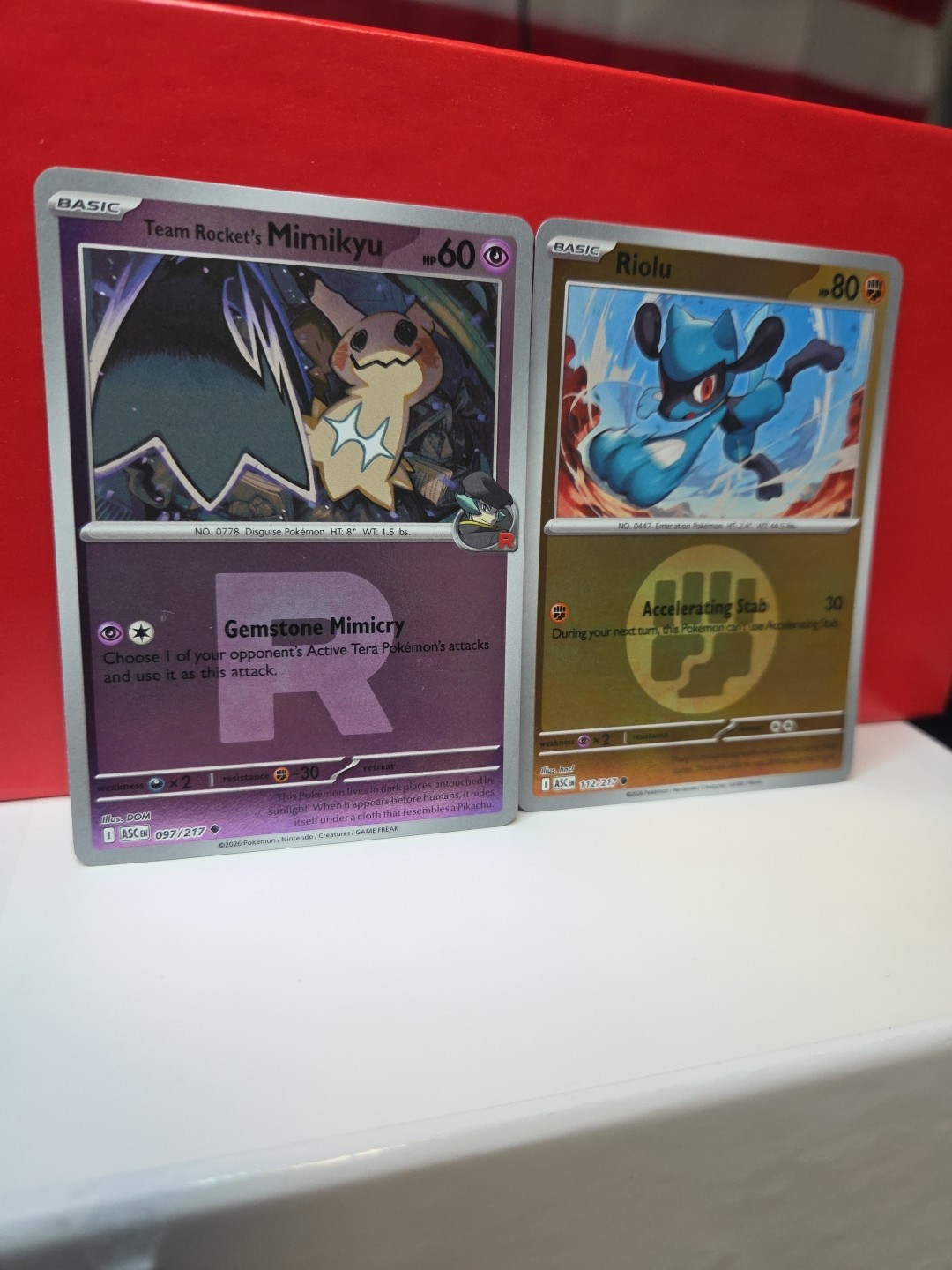 Ascended Heroes Team Rocket's Mimikyu 097/217 Rocket Reverse Holo - NM + RIOLU