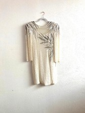Absolutely stunning Vintage cream and Silver Wedding Dress - Size 8