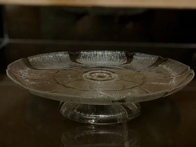 Vintage Fleur Luminarc J.G. Durand Arques France Pedestal Cake Platter Tray 12''