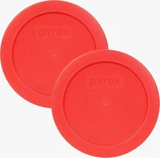 Pyrex Replacement Lid for 2 Cup Round Red Storage Cover 4" 7200-PC 2 Pack NEW!