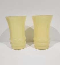2~ Vintage ANCHOR HOCKING Fired on YELLOW Juice Glasses