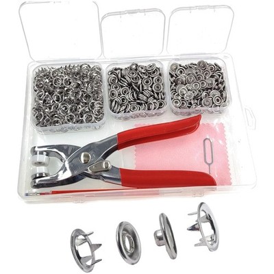 200 Sets Druckknöpfe Edelstahl 9,5 mm mit Zange für Kleidung Taschen Nähen