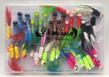 Dovesun Jig Heads with Feathers Hand-tied Freshwater Jigs 40pcs 1.8 oz - NEW