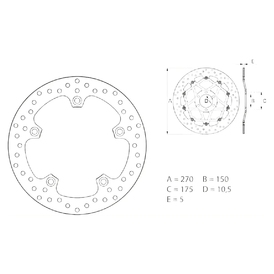 Disque frein Brembo Oro 68B407G0 avec homologation rigide AV & AR 270x5mm BMW - Photo 1/1