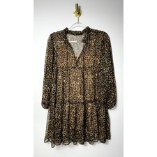 Zara Leopard Print Sheer Dress with Sleeves - S