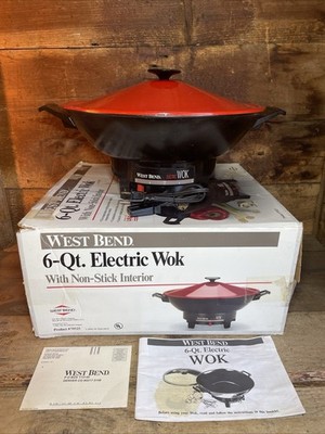 Vintage West Bend 6-Quart Electric Wok Non-stick Surface Made in USA 79525