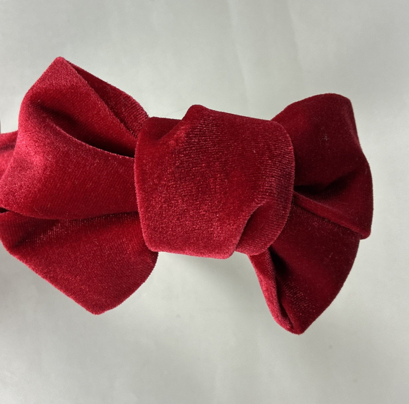 Cara New York Deep Red Velvet Bow Headband Thick Padded Hair Band