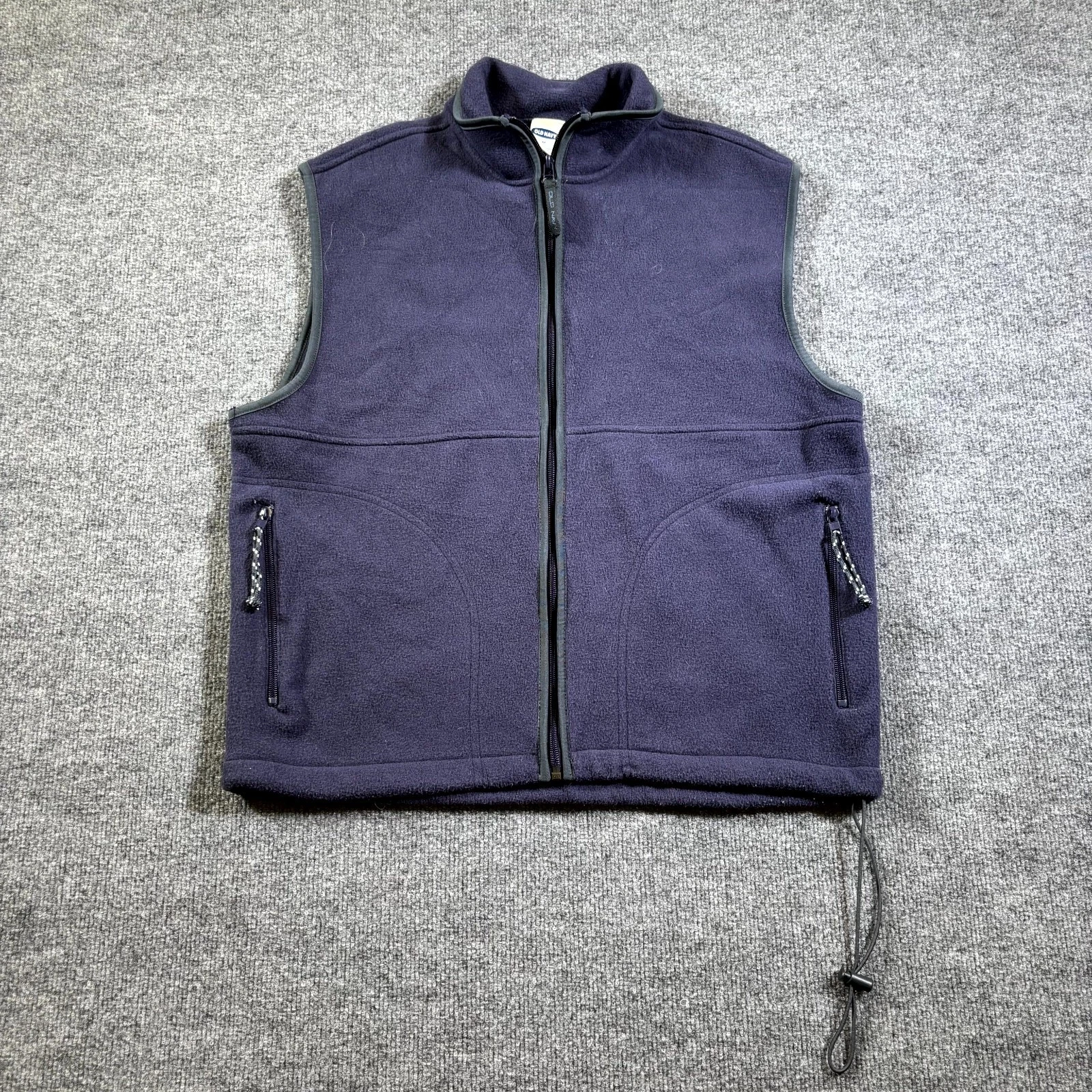 Old Navy Fleece Vest Men's Medium Purple Pockets Mock Neck Full Zip Drawcord Hem