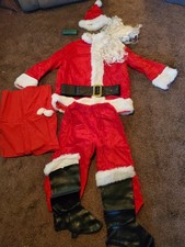 Vintage Rubies' Santa Suit Velvet One-Size w/ Belt Boots Hat Beard Wig Bells