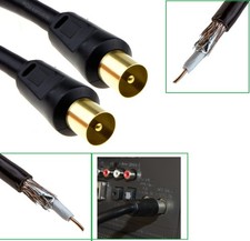 Coaxial TV Aerial Cable RF Fly Digital Freeview Male - Male Lead 1m/2m/3m/5m/10m