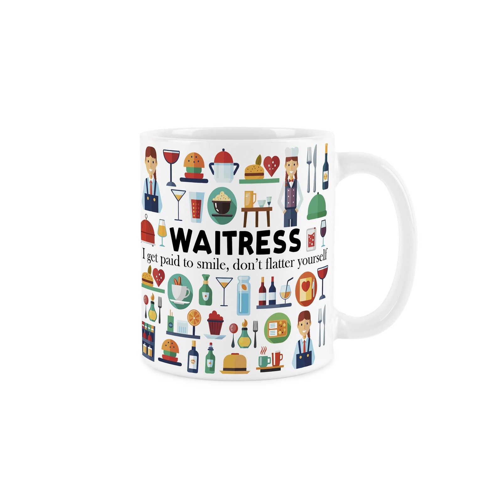 Waitress Mug - Dinner Service Hospitality White Ceramic Tea/Coffee Cup Gift