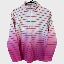 T By Talbots Striped Half Zip Sweatshirt Pink Ombre Women's Size Petite Medium