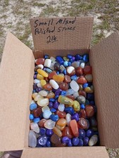 2 lb Assorted Small Tumbled Rocks Minerals Natural And Dyed Collecting Jewelry