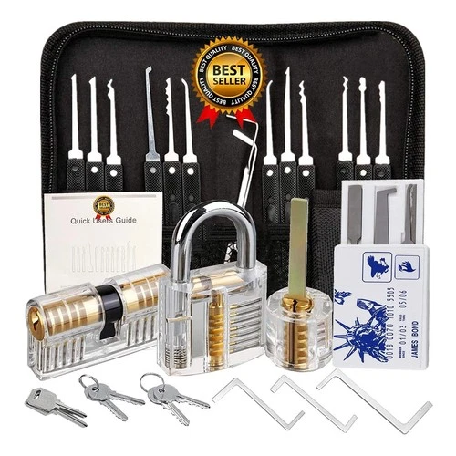 34Pcs Lock Set Picking Kits Waterproof Metal Tools for Training with Canvas Bag