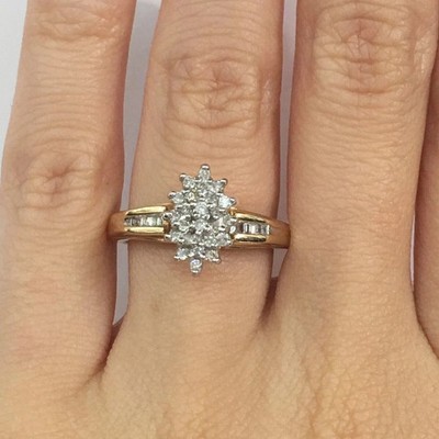 2Ct Round Cut Lab Created Diamond 14K Yellow Gold Plated Cluster Wedding Ring
