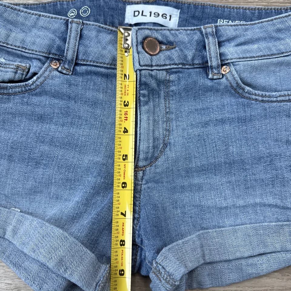 DL1961 Pantalones Cortos Mujer 24 Azul 2" Renee Tiro Bajo Lavado Ligero Enrollado Somerset Denim Foto 4 de 4
