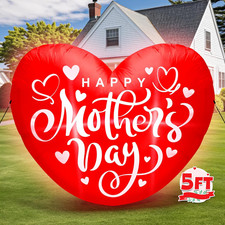 5 FT Mother'S Day Inflatables Decoration, Red Love Heart Shaped Inflatables, Hap
