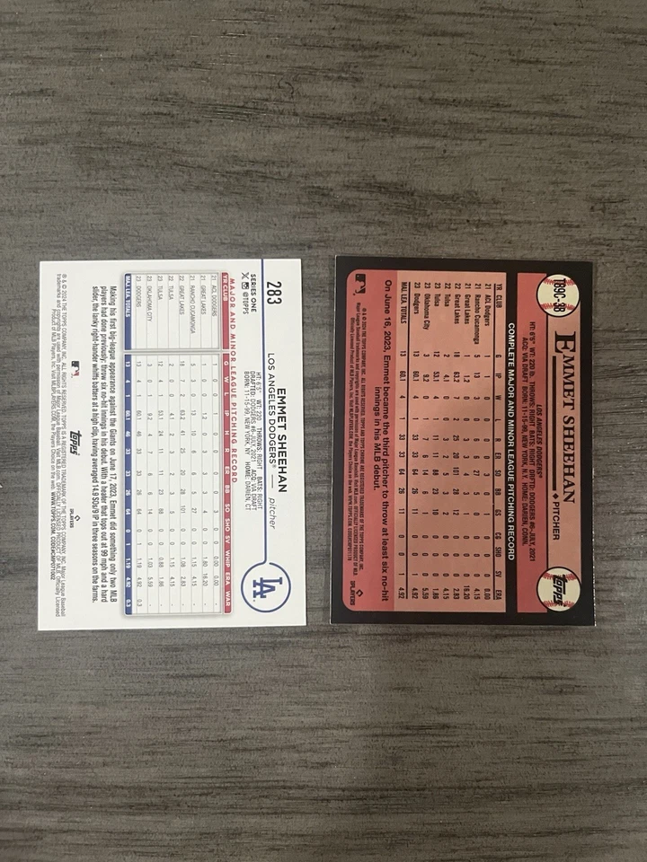 (2) 2024 Topps Series 1/Chrome Silver Pack Emmet Sheehan #283/T89C-38 RC Mojo - Image 2 of 2