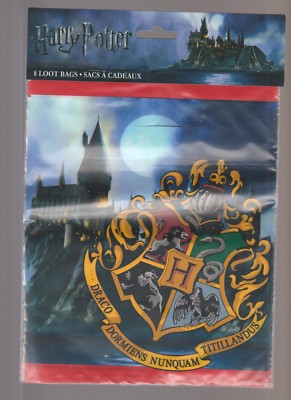 Lot (2) HARRY POTTER Hogwarts House Crest Loot Bags Halloween NEW (16 total)