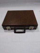 Vintage Cassette Tape Holder Storage Carry Brown 36 Tapes Faux Leather Suitcase
