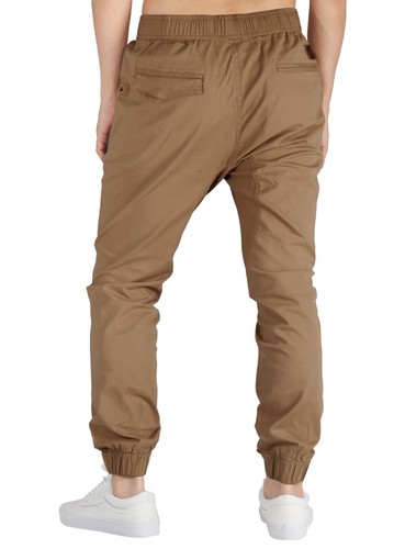 ITALYMORN Mens Joggers with Pockets Casual Elastic Waist Chino Pants Dark Khaki - Picture 2 of 9