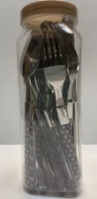 Vintage Polka Dot Handle Stainless 19 Piece Flatware Picnic Camping - Crofton