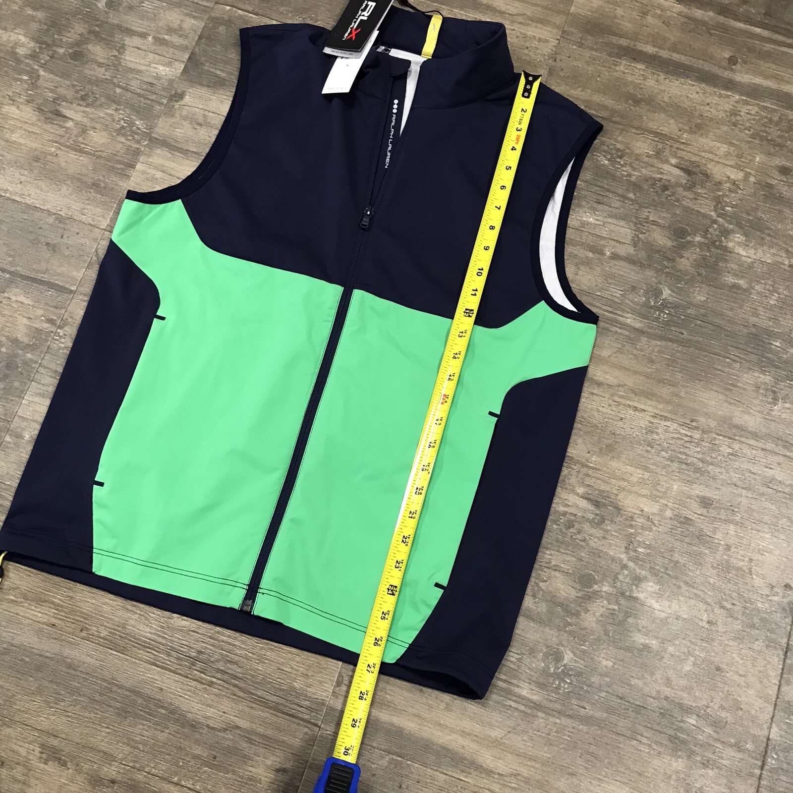 NWT Ralph Lauren RLX Golf Blue Green Zip Jacket Vest Sz Medium Torey Pines $138 thumbnail 7