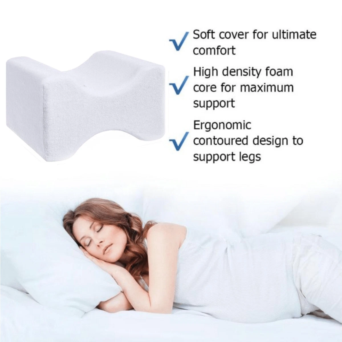 Memory Foam Wedge Contour Orthopedic Knee Pillow for Sciatica Nerve Relief,  Back, Leg, Hip, and Joint Pain, Foot Support, Spine Alignment, Pregnancy  Cushion 