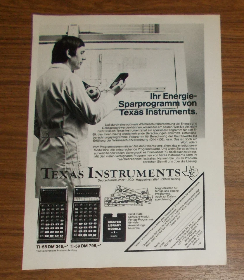 Seltene Werbung TEXAS INSTRUMENTS TI-58 TI-59 Taschenrechner #1 1978 - Bild 1 von 1