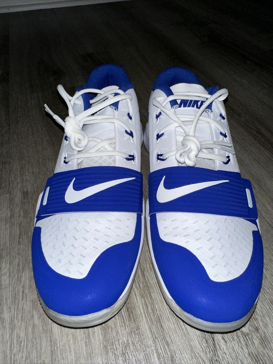 Nike Alpha Menace Turf Low Football Cleats White Blue Men display picture 1
